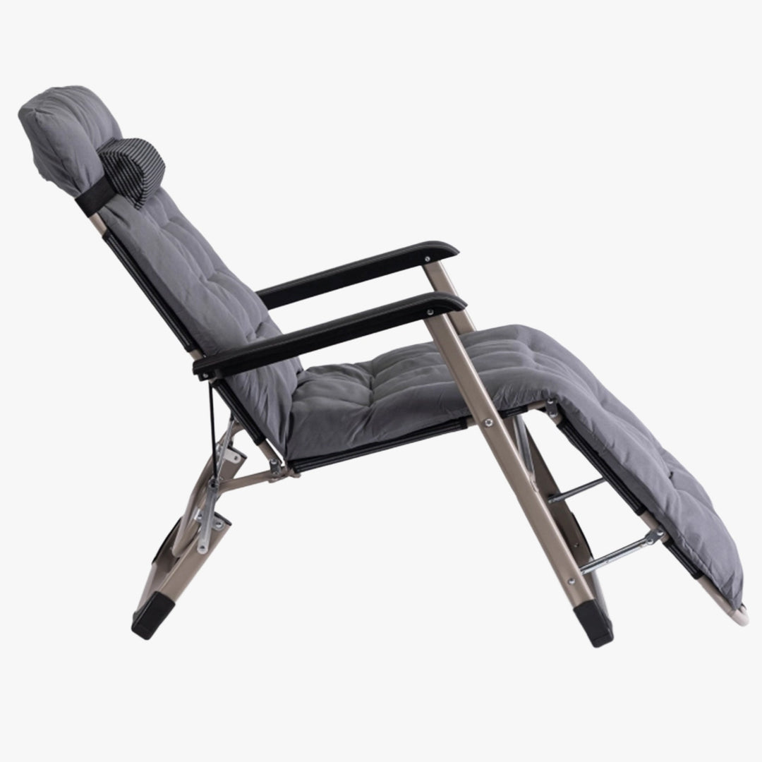 EDISON Fauteuil inclinable en tissu gris pieds en métal beige - AMIRELLI