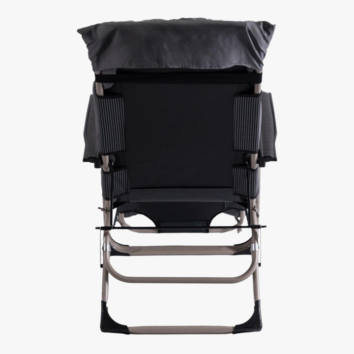 EDISON Fauteuil inclinable en tissu gris pieds en métal beige - AMIRELLI