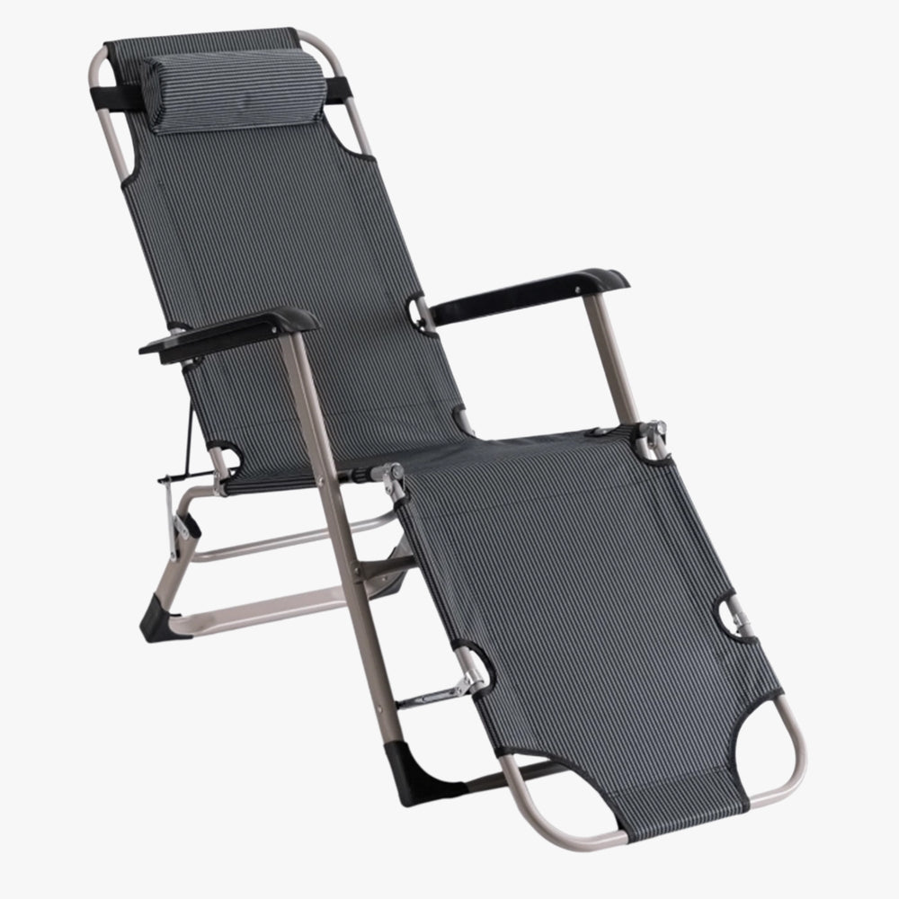 EDISON Fauteuil inclinable en tissu gris pieds en métal beige - AMIRELLI