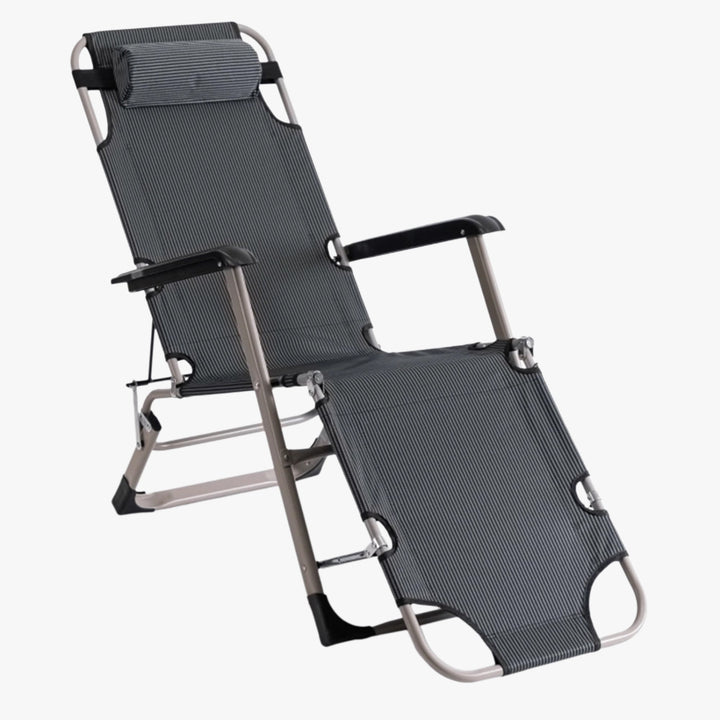 EDISON Fauteuil inclinable en tissu gris pieds en métal beige - AMIRELLI