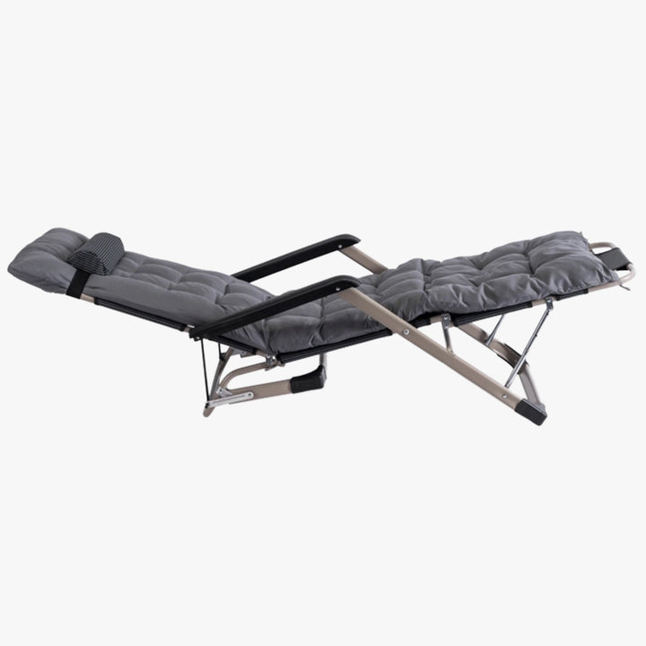 EDISON Fauteuil inclinable en tissu gris pieds en métal beige - AMIRELLI