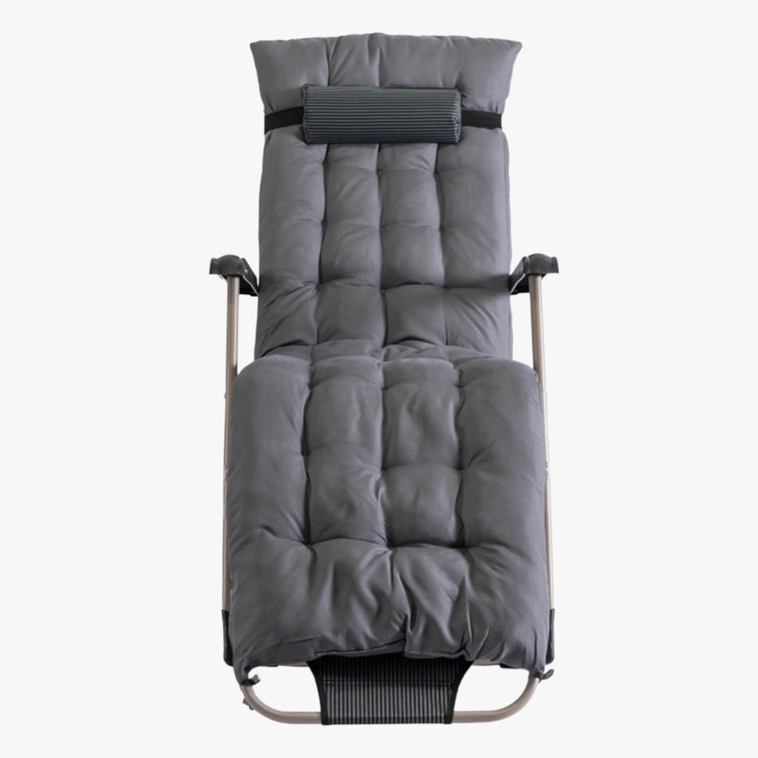 EDISON Fauteuil inclinable en tissu gris pieds en métal beige - AMIRELLI