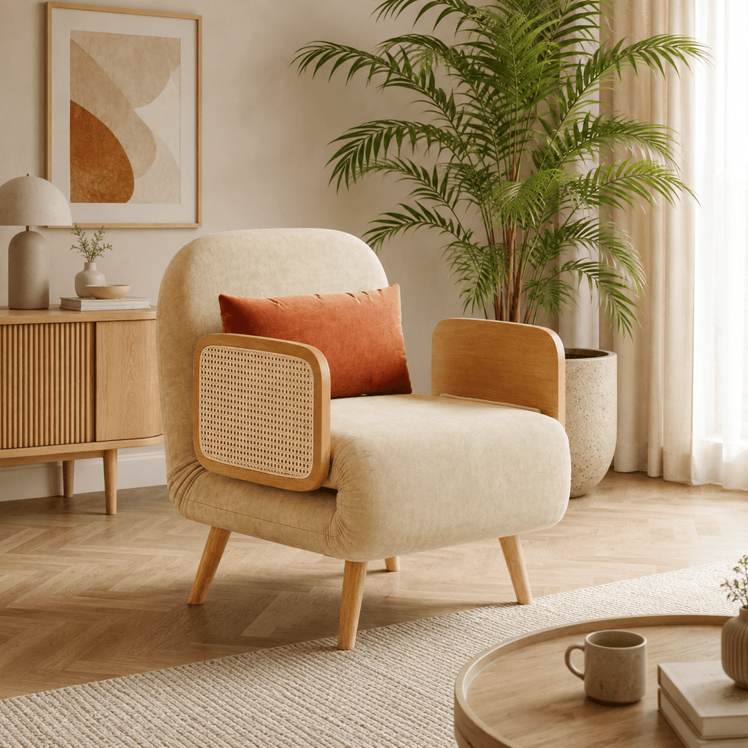 Fauteuil convertible 1 place en coton et lin avec dossier réglable, 70 cm - AMIRELLI