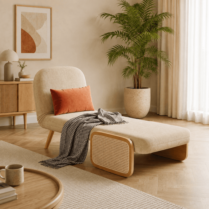 Fauteuil convertible 1 place en coton et lin avec dossier réglable, 70 cm - AMIRELLI