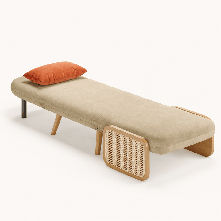 Fauteuil convertible 1 place en coton et lin avec dossier réglable, 70 cm - AMIRELLI