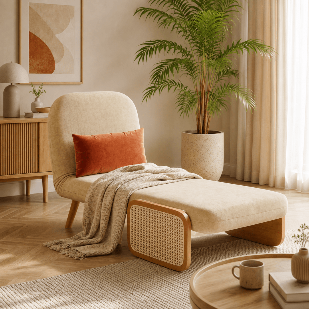 Fauteuil convertible 1 place en coton et lin avec dossier réglable, 70 cm - AMIRELLI