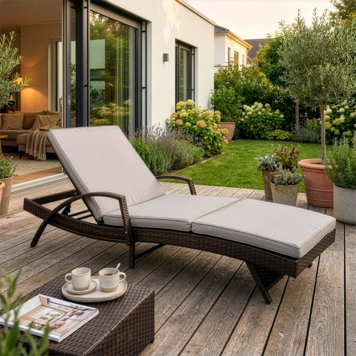 FELIZ Fauteuil de jardin inclinable gris et marron - AMIRELLI