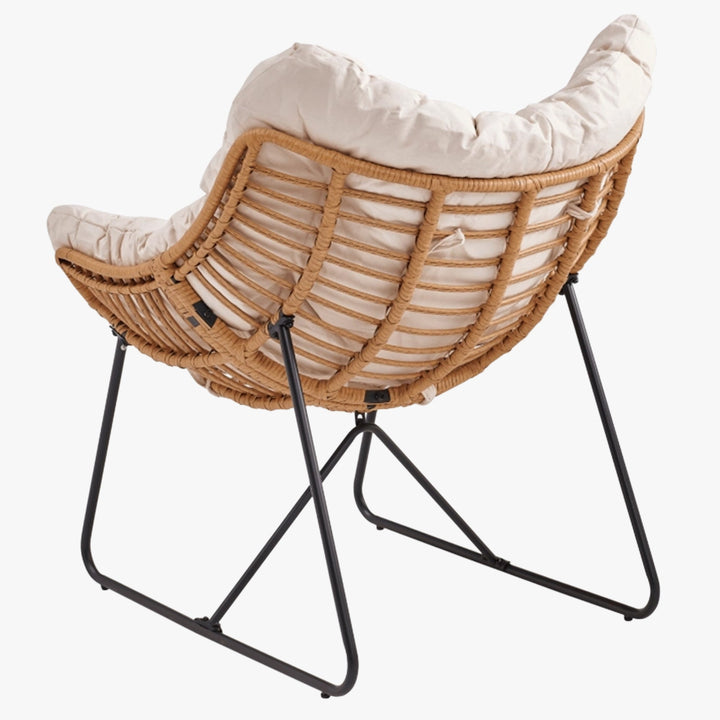 FINN Fauteuil de jardin beige pieds en métal noir - AMIRELLI