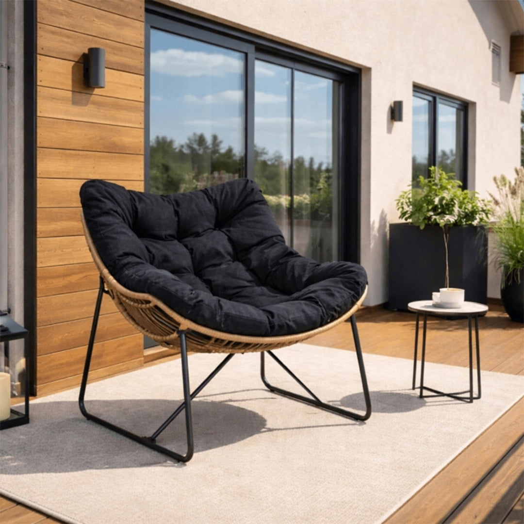 FINN Fauteuil de jardin noir pieds en métal noir - AMIRELLI