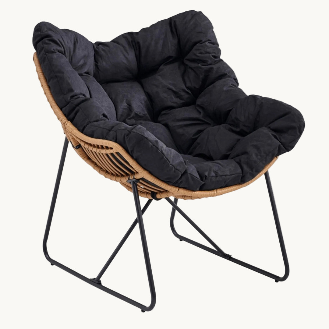 FINN Fauteuil de jardin noir pieds en métal noir - AMIRELLI