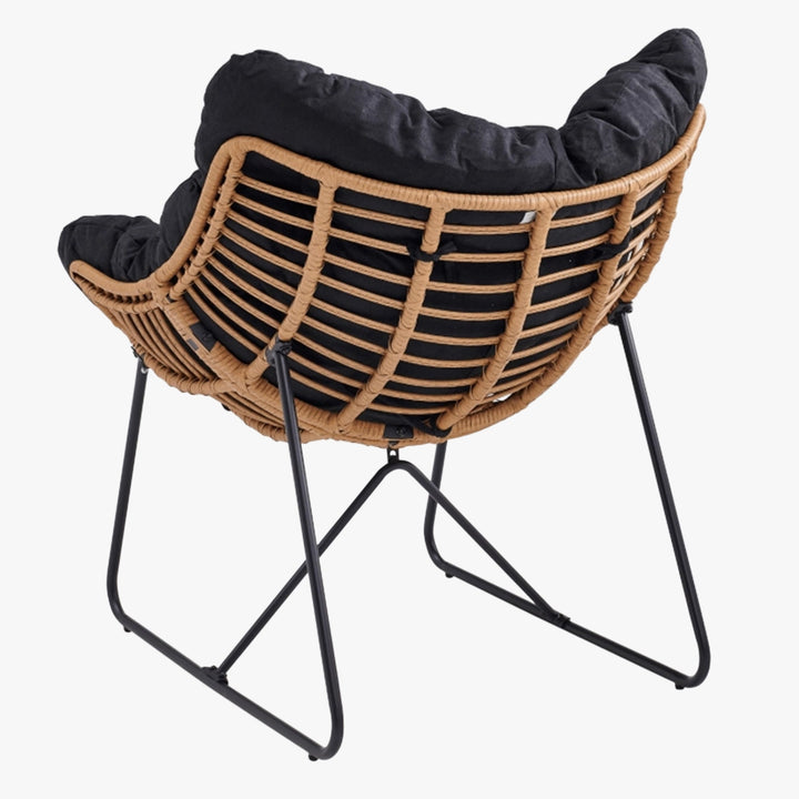 FINN Fauteuil de jardin noir pieds en métal noir - AMIRELLI