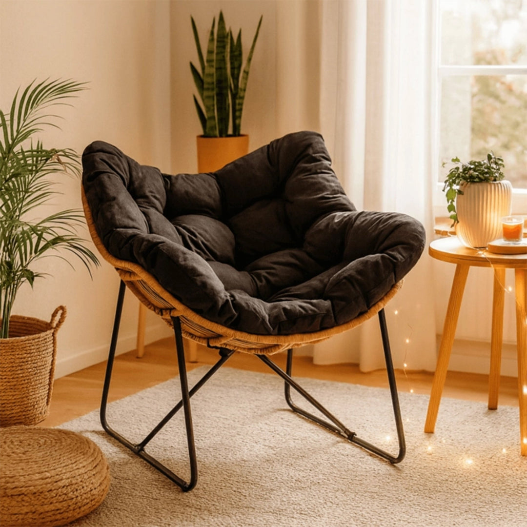 FINN Fauteuil de jardin noir pieds en métal noir - AMIRELLI