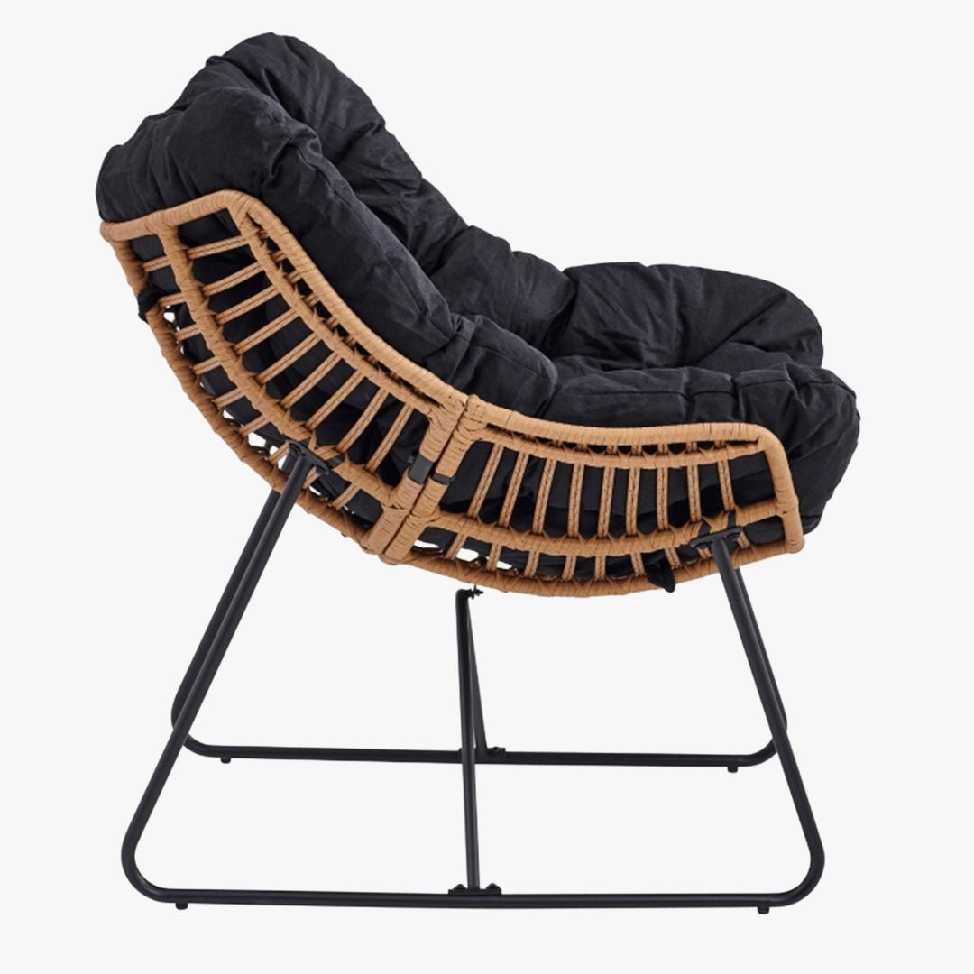 FINN Fauteuil de jardin noir pieds en métal noir - AMIRELLI