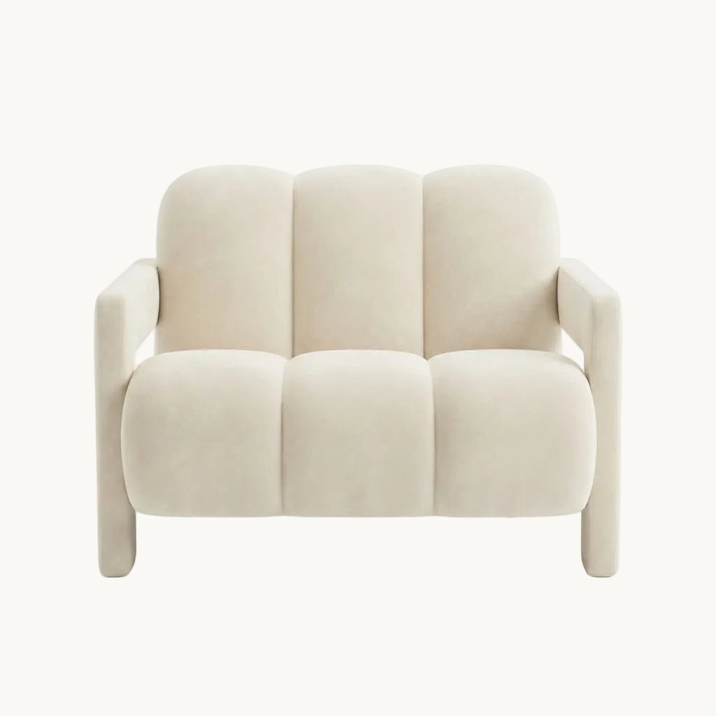 HAORA – Fauteuil Design Contemporain en Tissu Bouclette - AMIRELLI