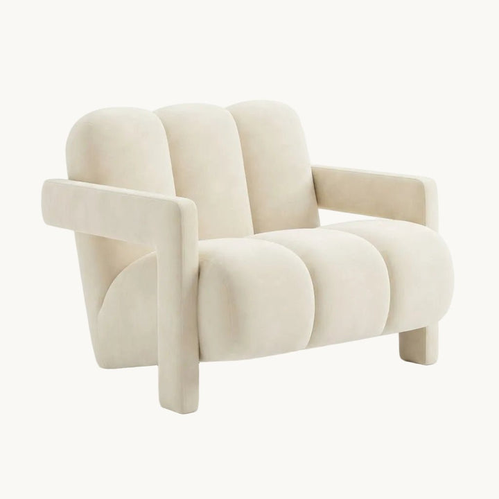 HAORA – Fauteuil Design Contemporain en Tissu Bouclette - AMIRELLI