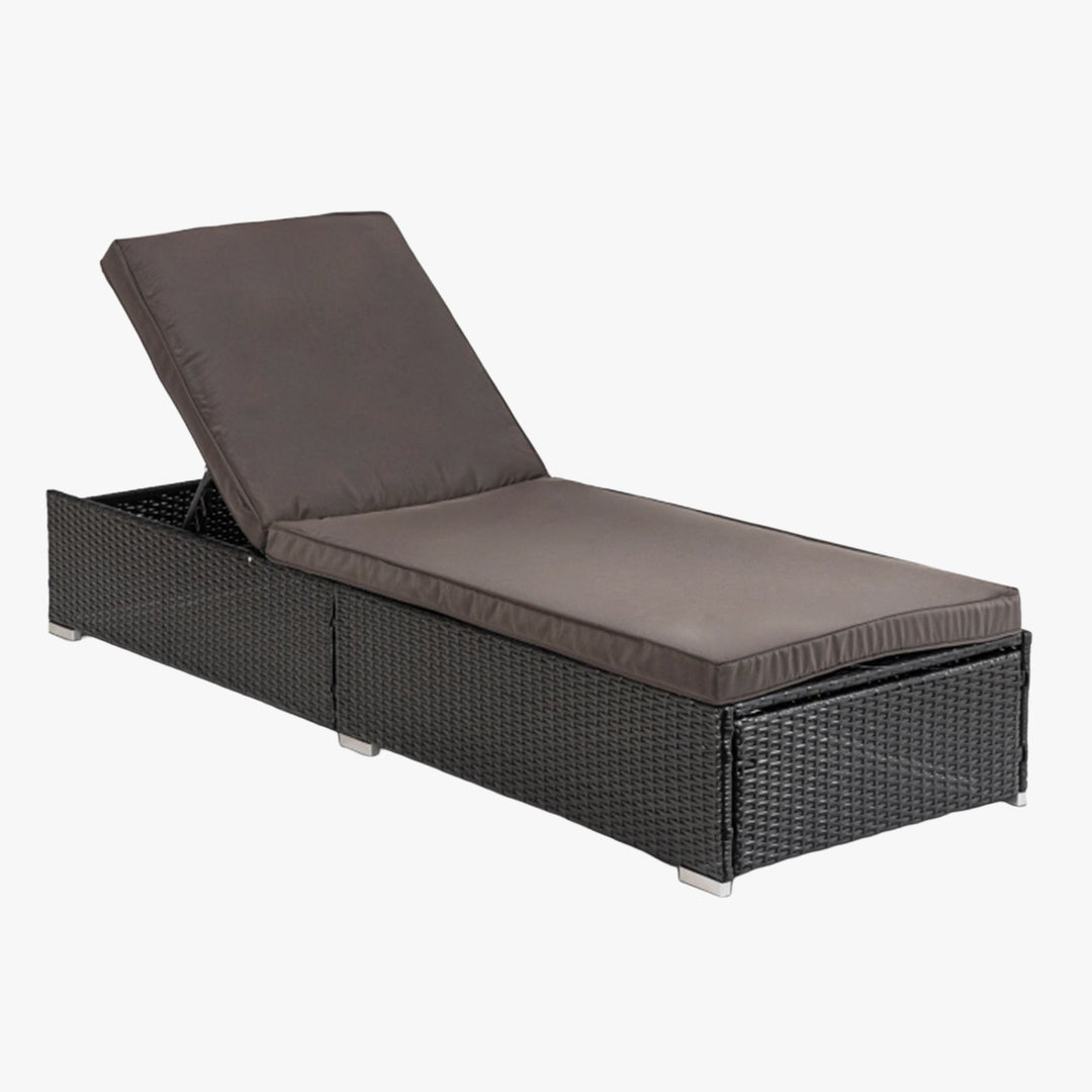 LARGO Fauteuil de jardin en rotin et tissu marron - AMIRELLI