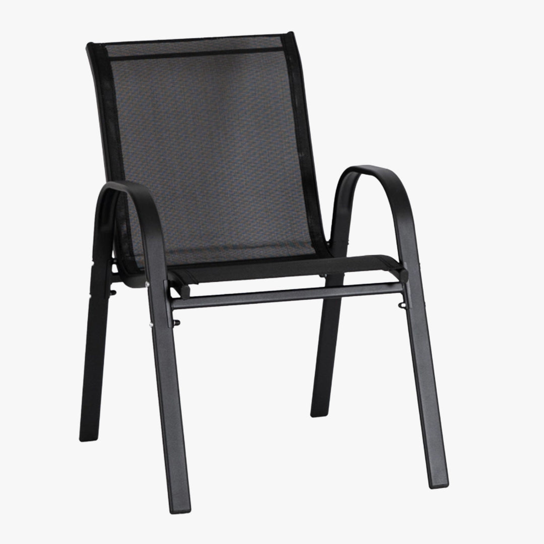 MINNESOTA Ensemble de mobilier de jardin 4 places avec table en verre noir - AMIRELLI