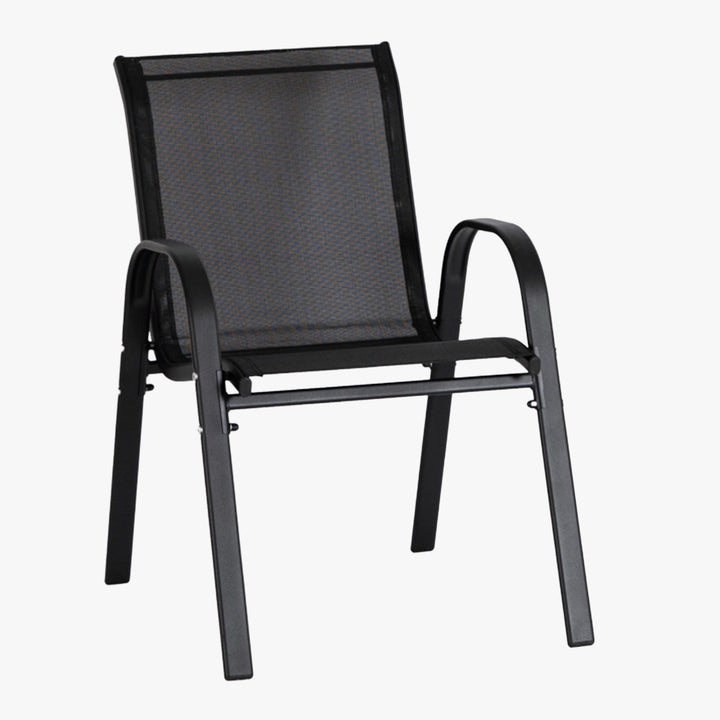 MINNESOTA Ensemble de mobilier de jardin 4 places avec table en verre noir - AMIRELLI