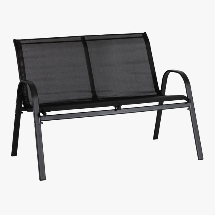 MINNESOTA Ensemble de mobilier de jardin 4 places avec table en verre noir - AMIRELLI