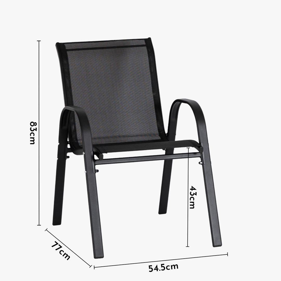 MINNESOTA Ensemble de mobilier de jardin 4 places avec table en verre noir - AMIRELLI