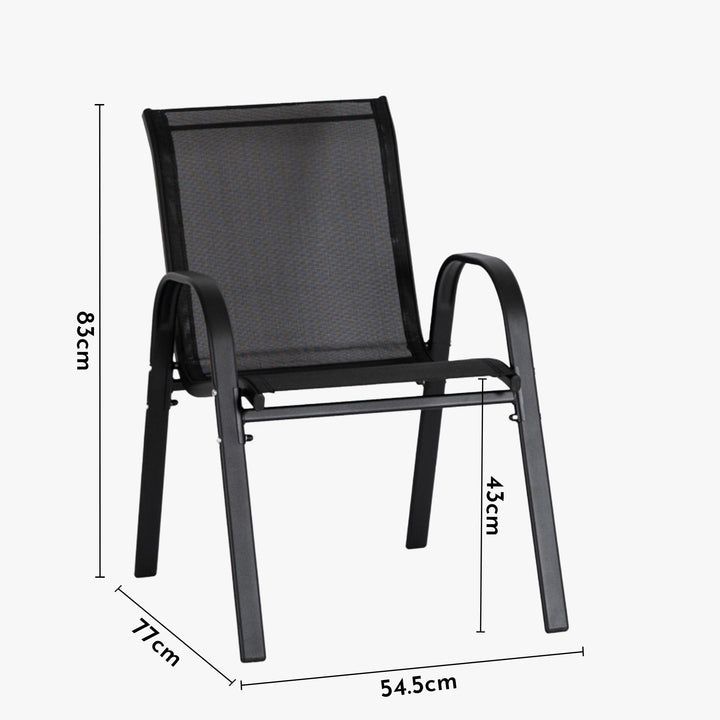 MINNESOTA Ensemble de mobilier de jardin 4 places avec table en verre noir - AMIRELLI