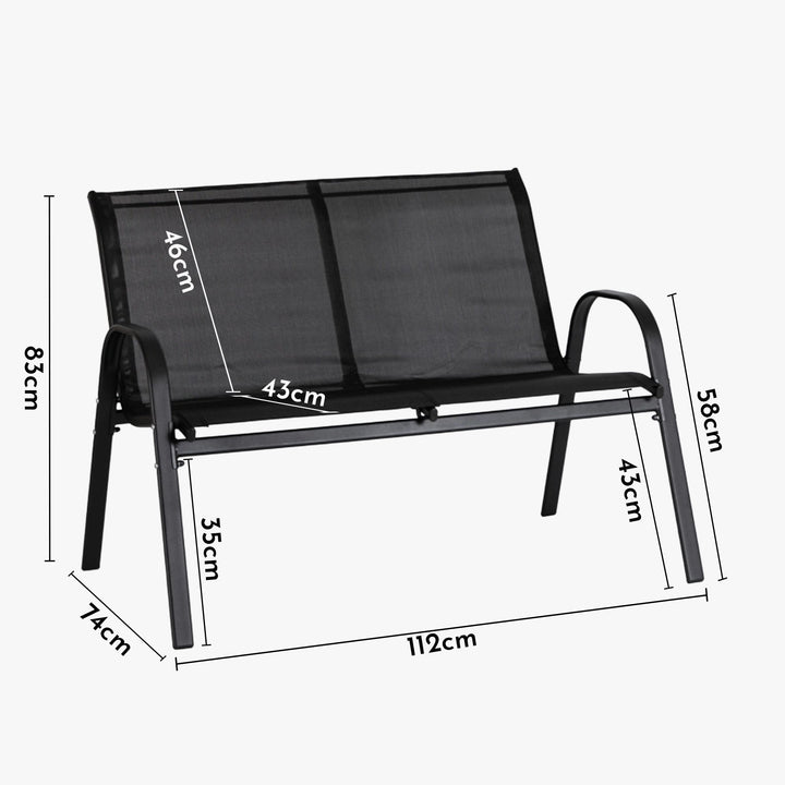 MINNESOTA Ensemble de mobilier de jardin 4 places avec table en verre noir - AMIRELLI