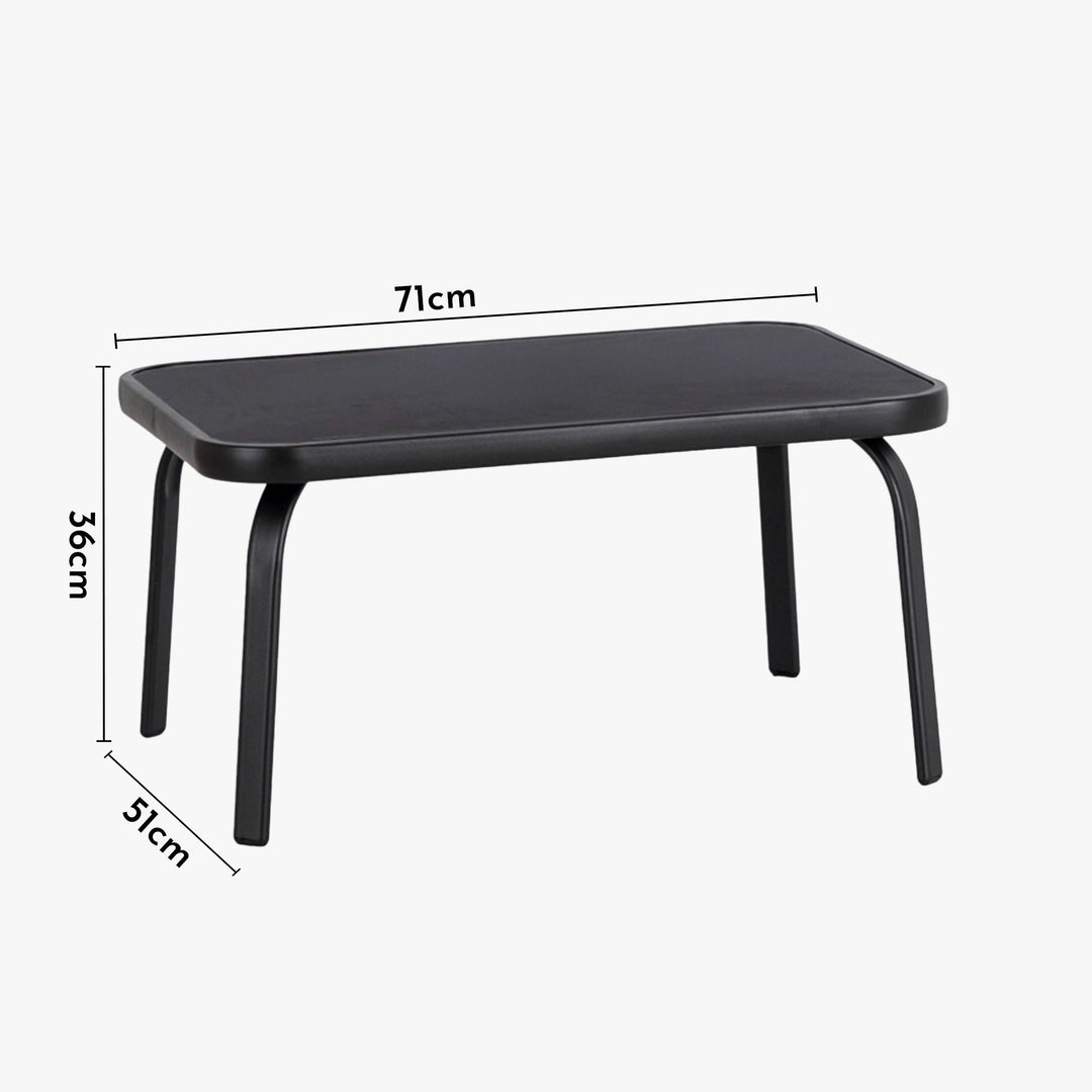 MINNESOTA Ensemble de mobilier de jardin 4 places avec table en verre noir - AMIRELLI