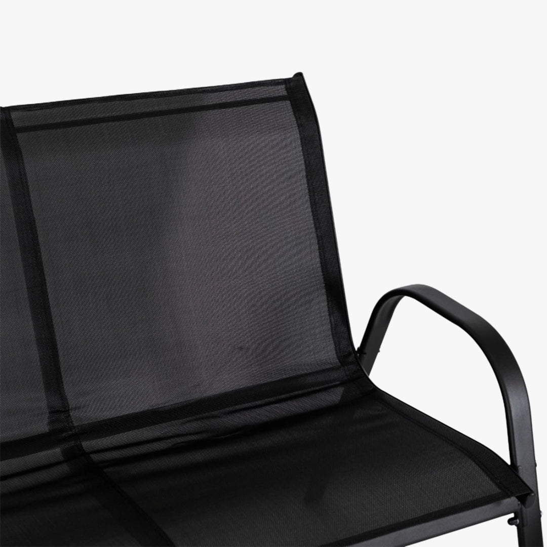 MINNESOTA Ensemble de mobilier de jardin 4 places avec table en verre noir - AMIRELLI