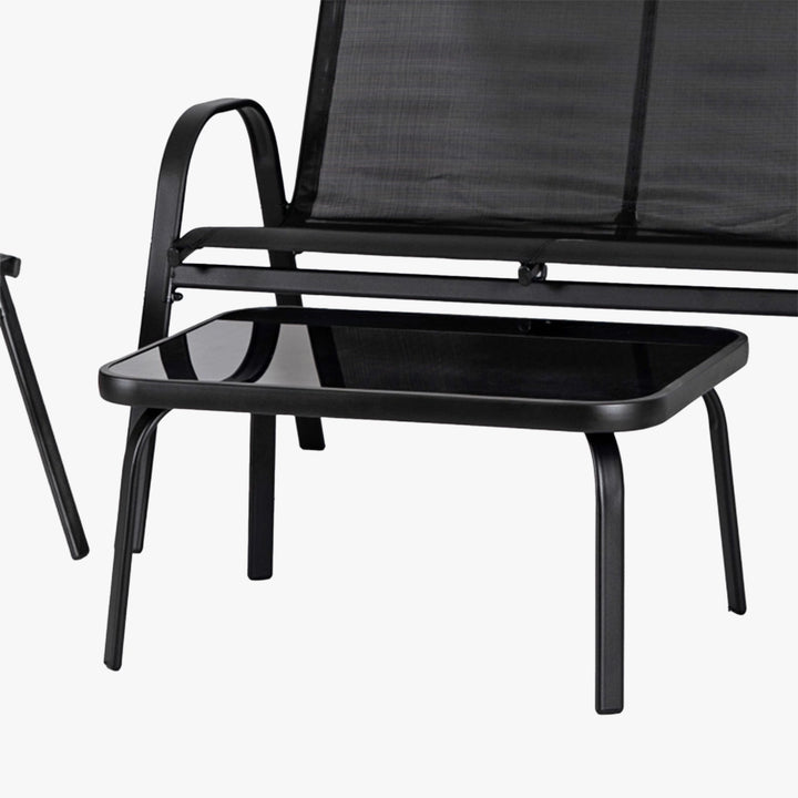 MINNESOTA Ensemble de mobilier de jardin 4 places avec table en verre noir - AMIRELLI