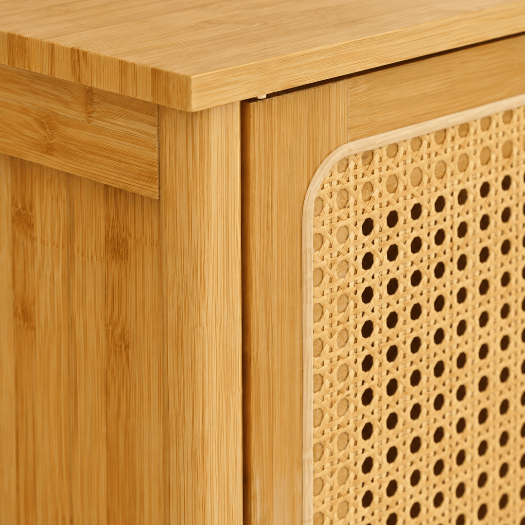 RIGA – Buffet en bois avec portes en cannage - AMIRELLI