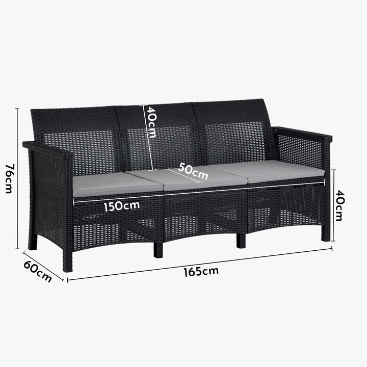 SAVIO Ensemble de mobilier de jardin 5 places avec table noir - AMIRELLI
