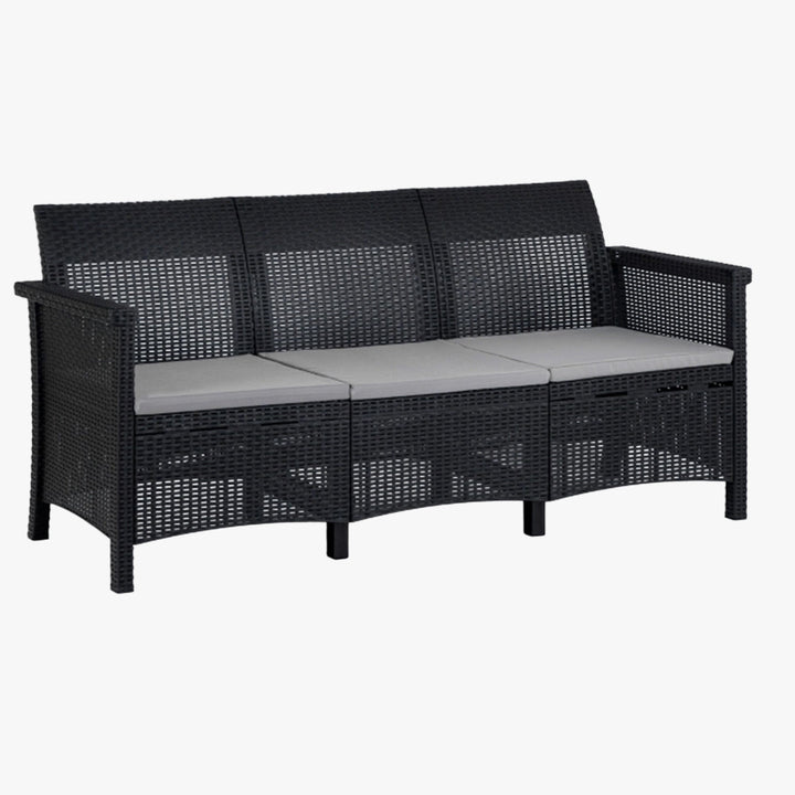 SAVIO Ensemble de mobilier de jardin 5 places avec table noir - AMIRELLI