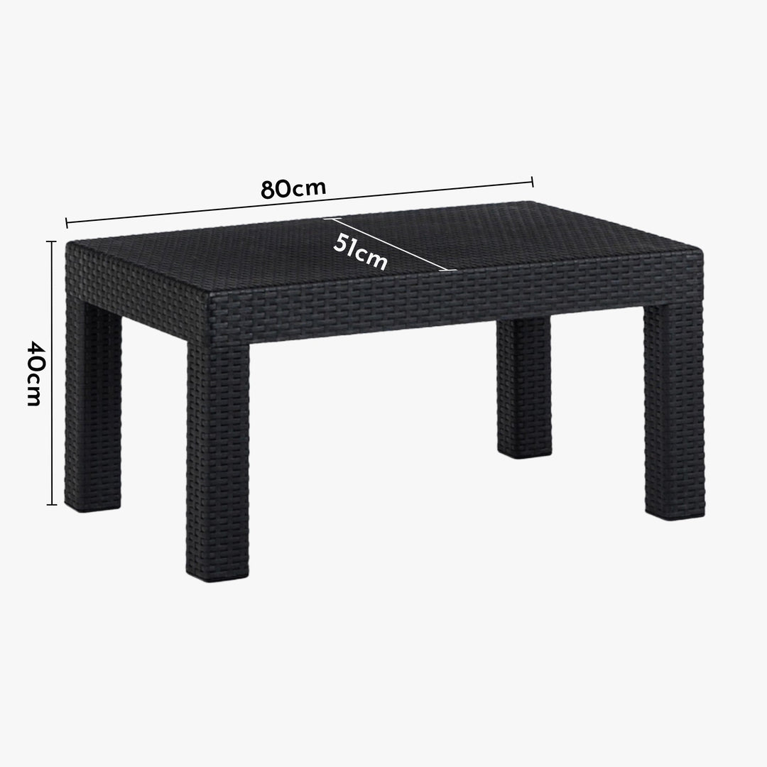SAVIO Ensemble de mobilier de jardin 5 places avec table noir - AMIRELLI