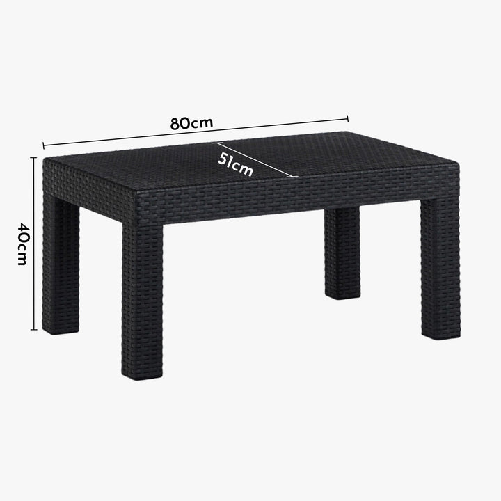 SAVIO Ensemble de mobilier de jardin 5 places avec table noir - AMIRELLI
