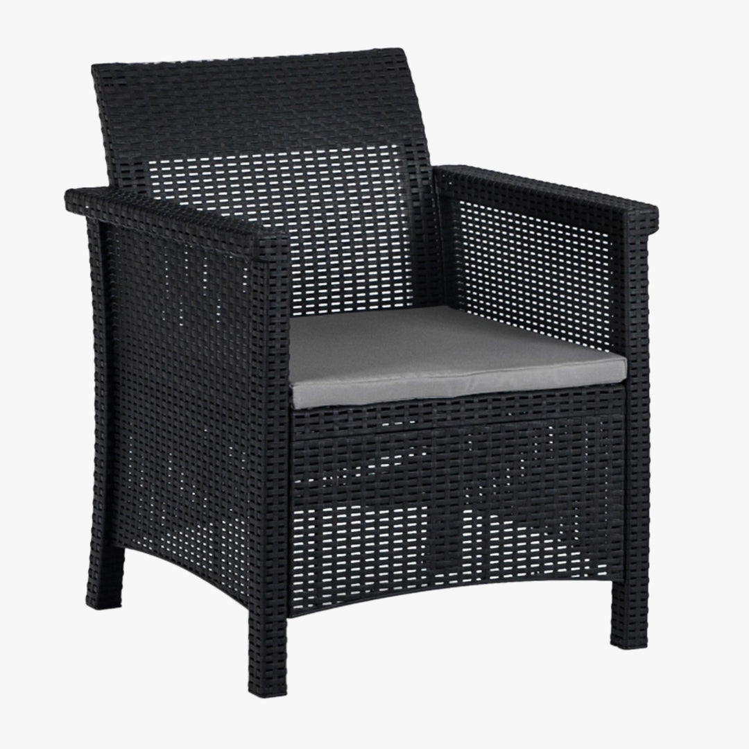 SAVIO Ensemble de mobilier de jardin 5 places avec table noir - AMIRELLI