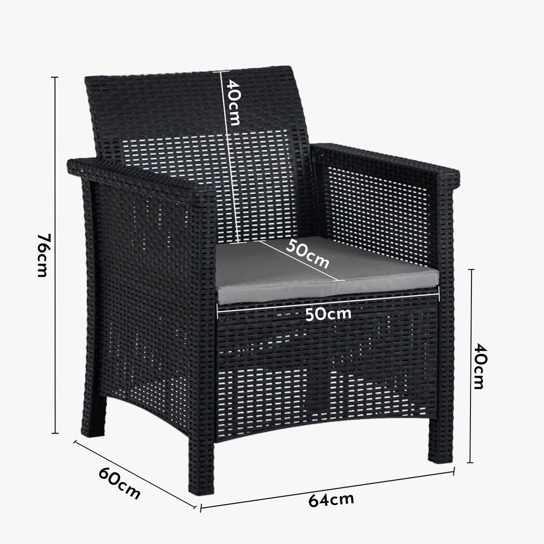 SAVIO Ensemble de mobilier de jardin 5 places avec table noir - AMIRELLI