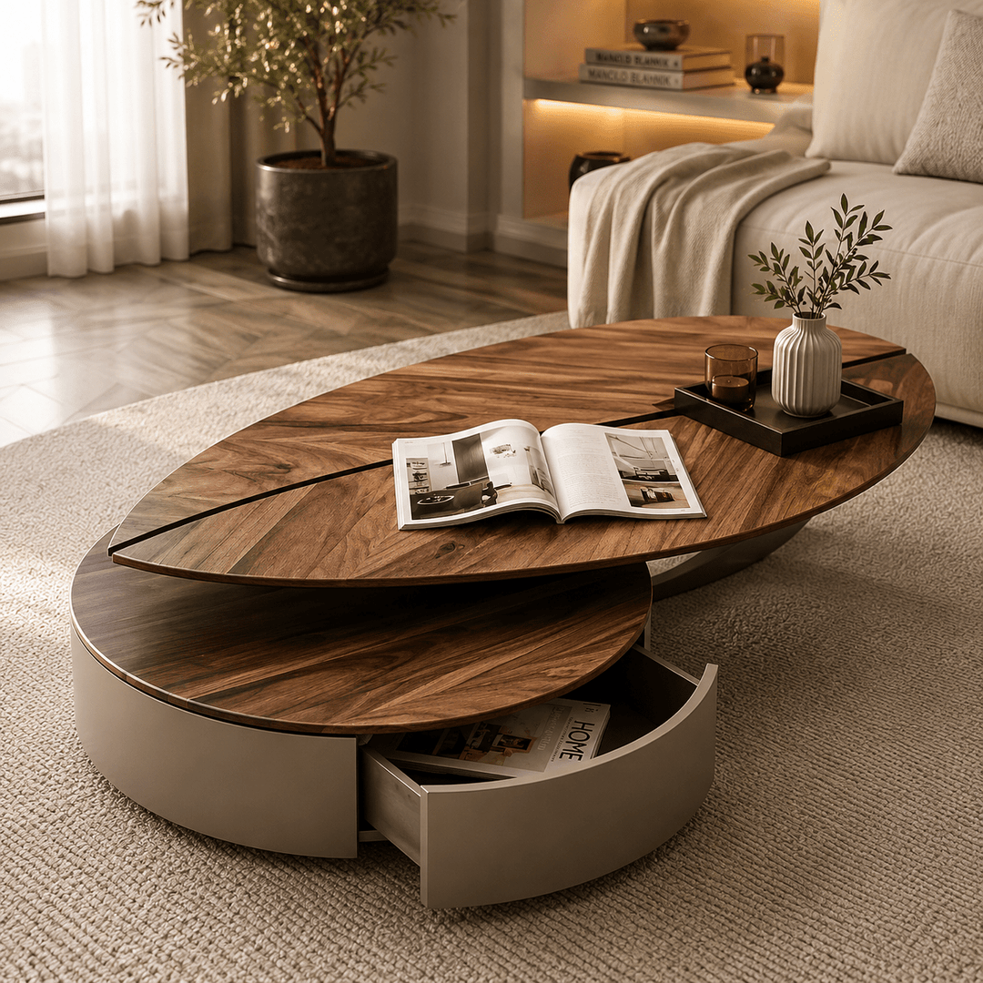 SEVILLE – Table Basse Design avec Rangement Intégré - AMIRELLI
