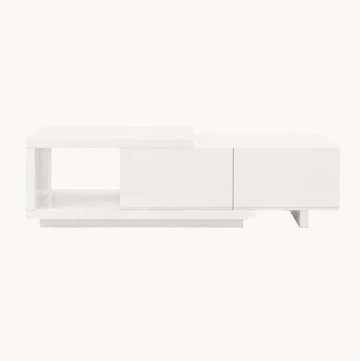 Table basse extensible Lunaro avec 2 tiroirs (1200 mm à 1750 mm) white - AMIRELLI