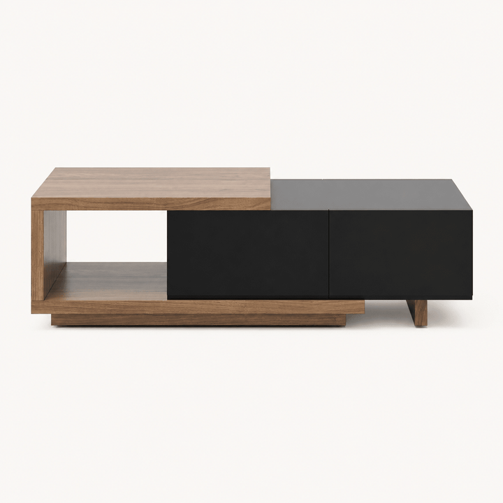 Table basse extensible Quoint Walnut avec 2 tiroirs (1200 mm à 1750 mm) black - AMIRELLI