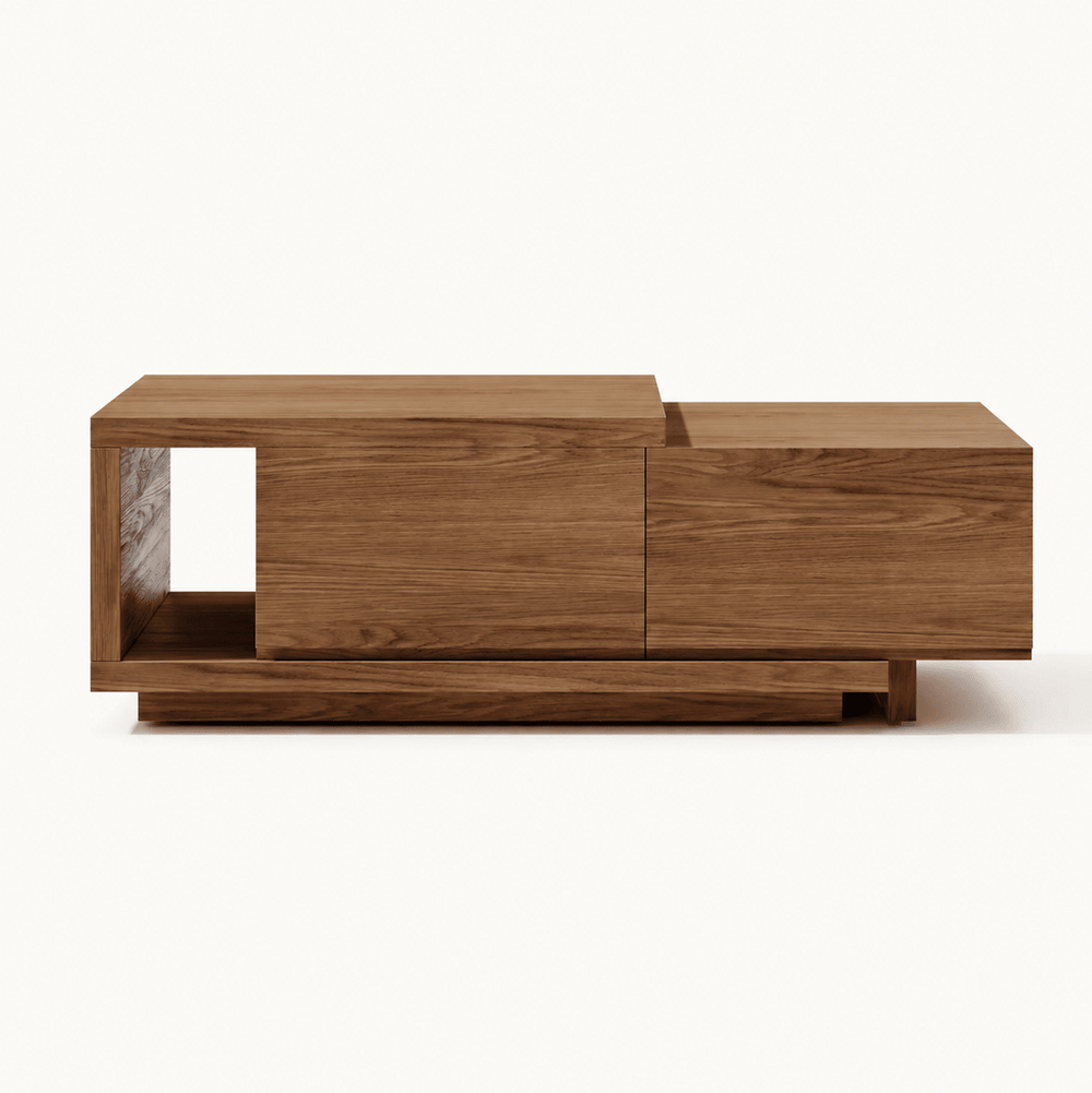 Table basse extensible Quoint Walnut avec 2 tiroirs (1200 mm à 1750 mm) grey - AMIRELLI