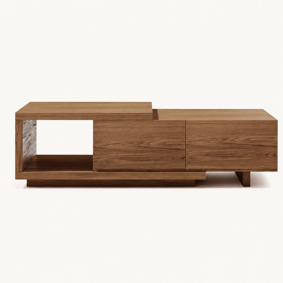 Table basse extensible Quoint Walnut avec 2 tiroirs (1200 mm à 1750 mm) grey - AMIRELLI