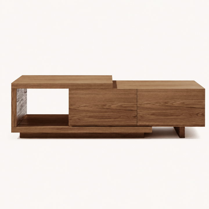 Table basse extensible Quoint Walnut avec 2 tiroirs (1200 mm à 1750 mm) grey - AMIRELLI