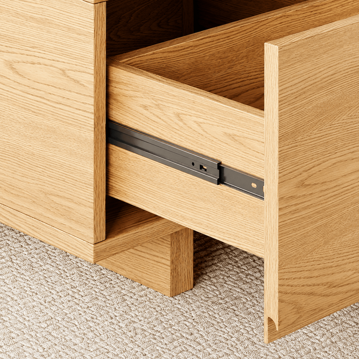 Table basse extensible Quoint Walnut avec 2 tiroirs (1200 mm à 1750 mm) light grey - AMIRELLI
