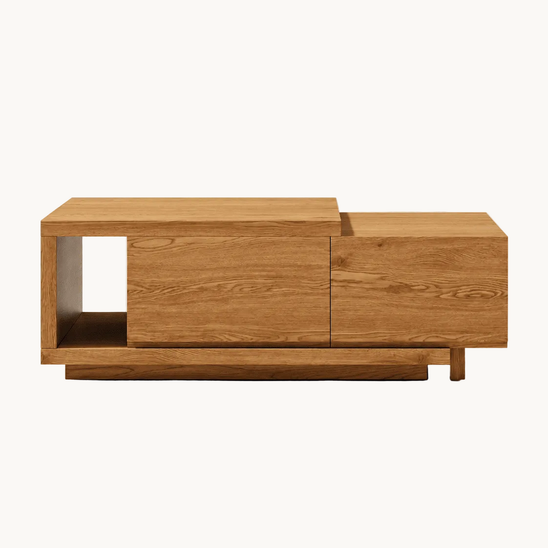 Table basse extensible Quoint Walnut avec 2 tiroirs (1200 mm à 1750 mm) light grey - AMIRELLI