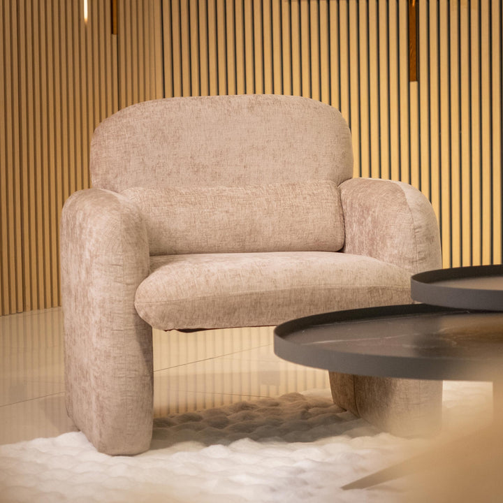 TOGO Fauteuil en tissu beige foncé - AMIRELLI
