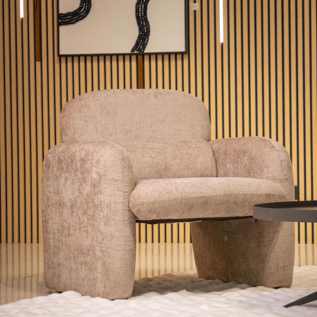 TOGO Fauteuil en tissu beige foncé - AMIRELLI