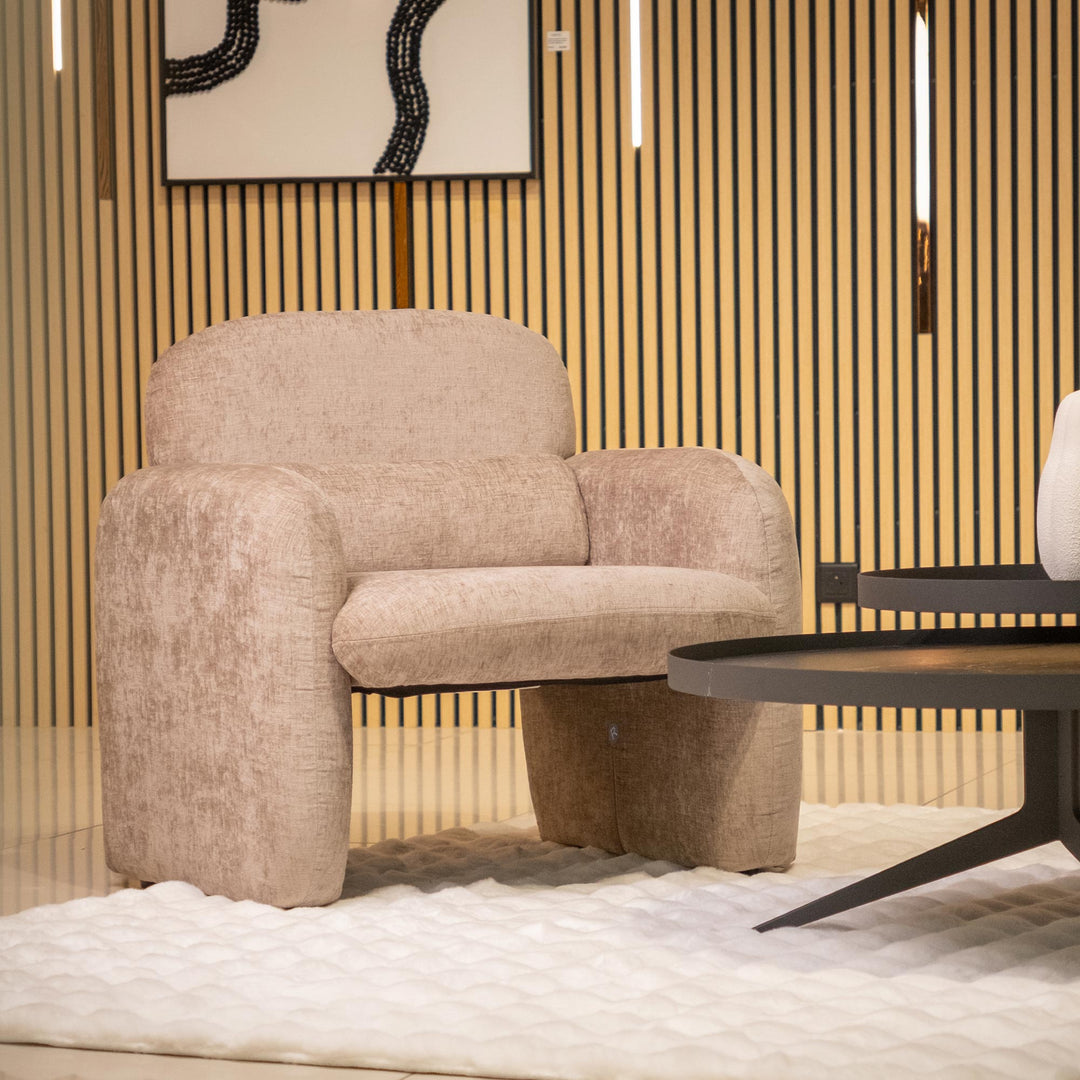 TOGO Fauteuil en tissu beige foncé - AMIRELLI