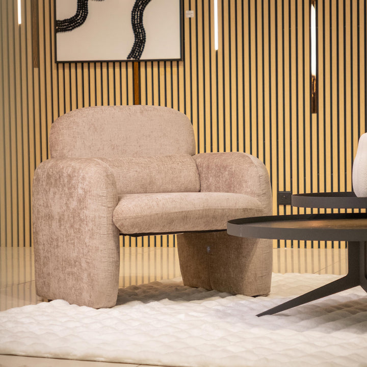 TOGO Fauteuil en tissu beige foncé - AMIRELLI