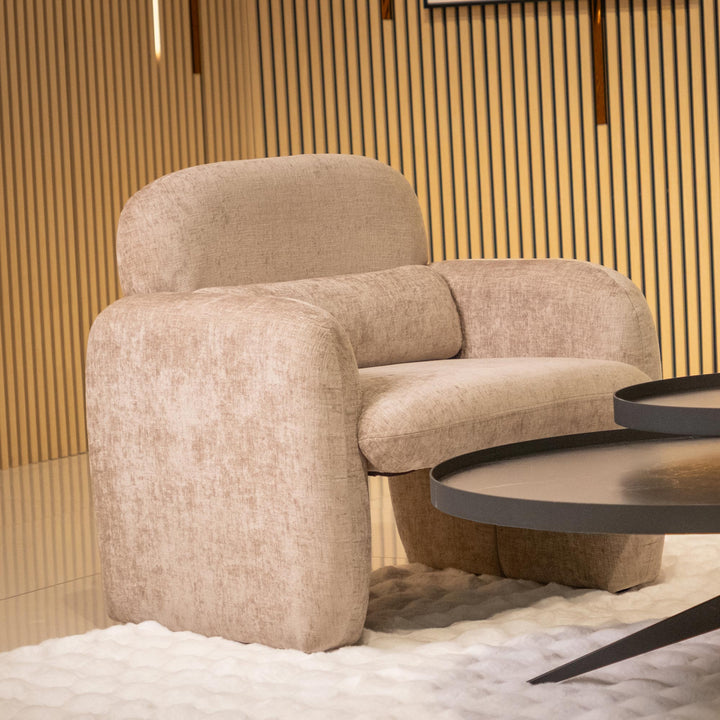 TOGO Fauteuil en tissu beige foncé - AMIRELLI